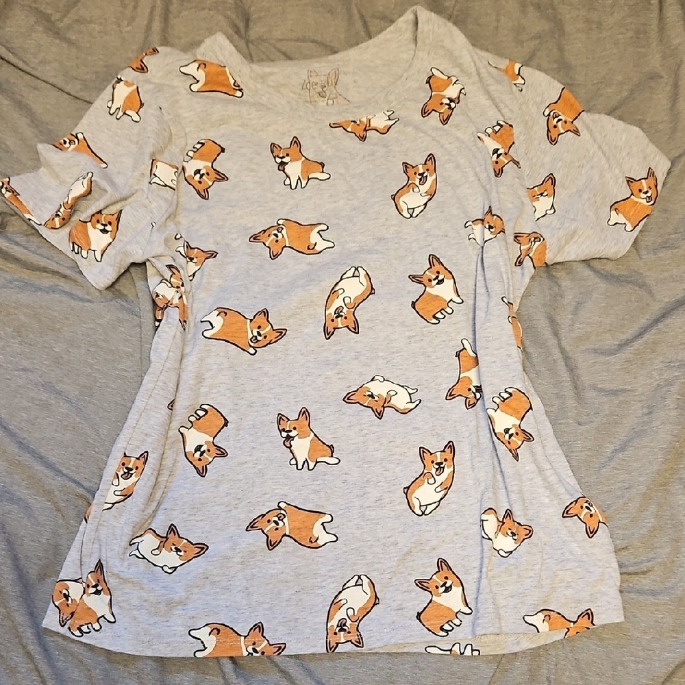 Zoe + Liv Heather Gray Corgi Tee